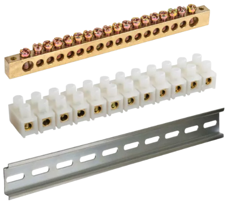 Шини, клемні колодки, DIN-рейки