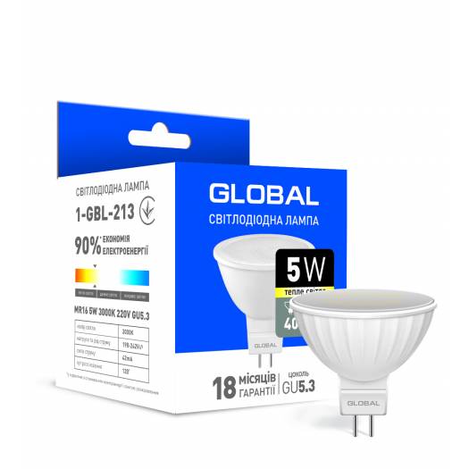 Светодиодная лампа Global MR16 5W теплый свет GU5.3 000118690