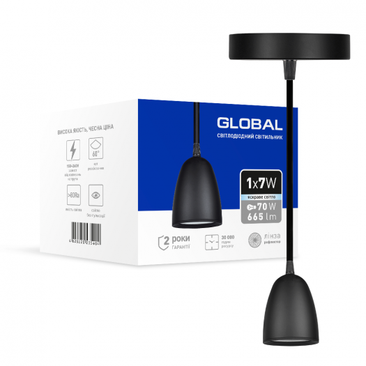 Светильник светодиодный GPL-01C GLOBAL 7W 4100K черный (1-GPL-10741-CB) 000118818