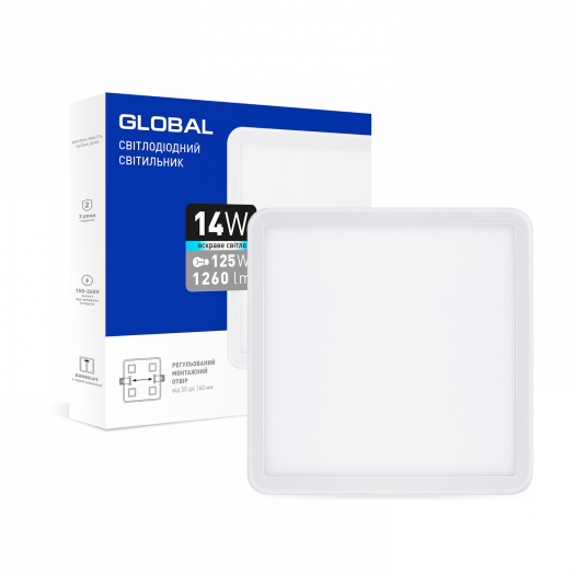 Світильник світлодіодний GLOBAL SP adjustable 14W, 4100K (square) 000118752