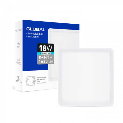 LED-светильник точечный встраиваемый GLOBAL SP adjustable 18W, 4100K (квадрат) 000129241