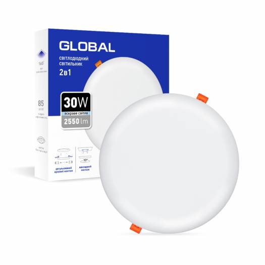 Точечный врезной-накладной LED-светильник GLOBAL SP 2in1 30W, 4100K (круг) 000122005