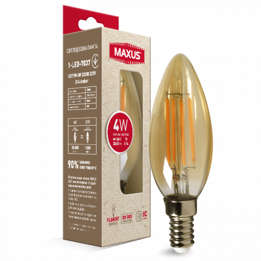 Купить Лампа светодиодная C37 FM 4W 2200K 220V E14 Amber (1-LED-7037) 70,00 грн