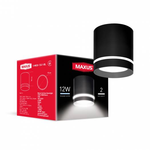 Світильник світлодіодний Maxus Surface Downlight 12W 4100K Black 000118991
