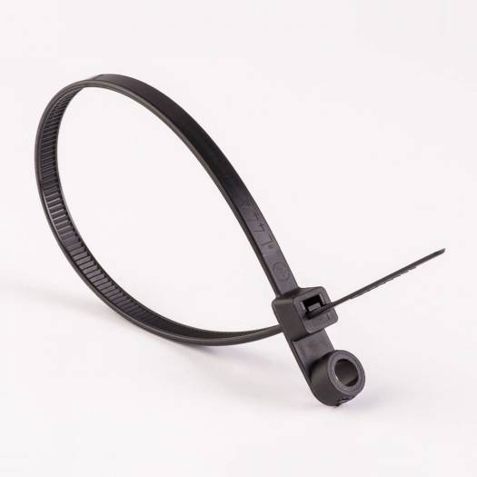 Стяжка кабельная (хомут) с кольцом под монтаж 5х370 (4,8х370мм) черная (100 шт), Takel (Арт. 502206-TAKEL) 000118025