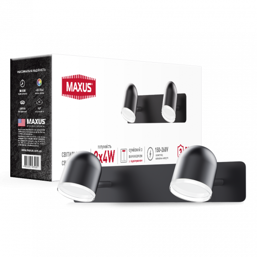 Светильник светодиодный MSL-01W MAXUS 8W 4100K черный (2-MSL-10841-WB) 000118719