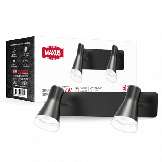 Светильник светодиодный MSL-02W MAXUS 8W 4100K черный (2-MSL-20841-WB) 000118713