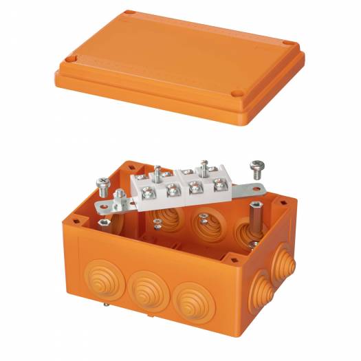 Коробка ответвительная P30-P90, 240х190х90, с кабельными вводами 6х25 мм, серии FS, термопласт, с керамической клеммной колодкой 4х10мм², цвет оранжевый (Арт. FSK21410-DKC) 000101327