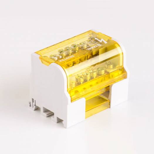 Шина нульова на Din-рейку в пластиковому корпусі 2х7 125А, жовтий 000126398