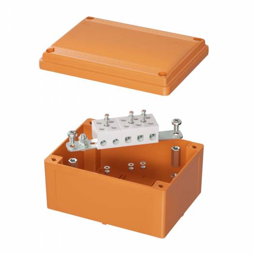 Коробка ответвительная P30-P90, 150х110х70, серии FS, термопласт, с керамической клеммной колодкой 5х16мм², цвет оранжевый (Арт. FSB20516-DKC) 000101338