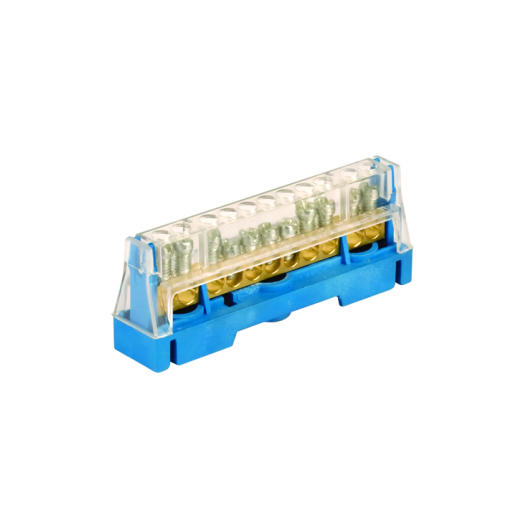 Клеммная колодка однополюсная, 11отв. (9х5,3мм + 2х6мм), корпус синий (Арт. 5011N-DKC) 000115357