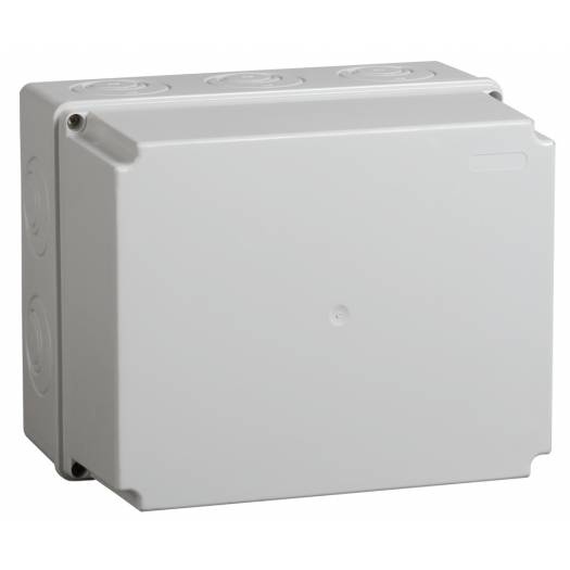 Коробка КМ41273 розподільча для о/п 240х195х165 мм IP44 (RAL7035, кабельні вводи 5 шт) 000031333