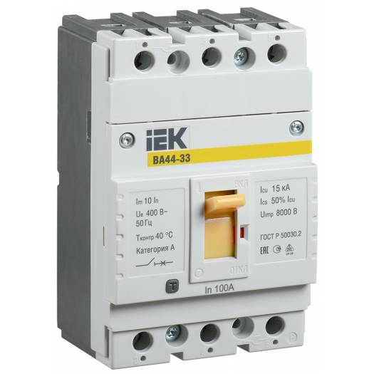 Автоматический выключатель ВА44 33 3Р, 100А, 15кА, IEK (Арт. SVA4410-3-0100) 000053108