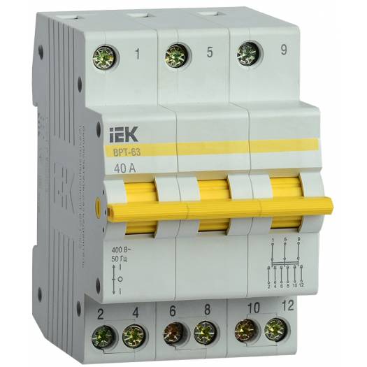Выключатель-разъединитель трехпозиционный ВРТ-63 3P, 40А, IEK (Арт. MPR10-3-040) 000041099