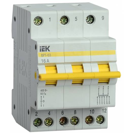 Выключатель-разъединитель трехпозиционный ВРТ-63 3P, 16А, IEK (Арт. MPR10-3-016) 000041096