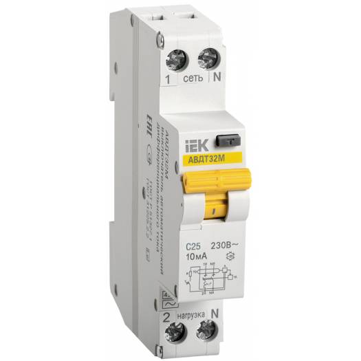 Автоматический выключатель дифференциального тока АВДТ32М С25 10мА, IEK (Арт. MAD32-5-025-C-10) 000029172