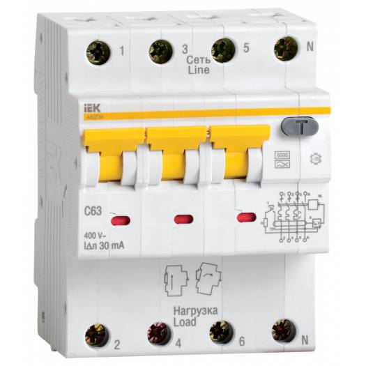 Автоматический выключатель дифференциального тока АВДТ34 C10 10мА, IEK (Арт. MAD22-6-010-C-10) 000029154