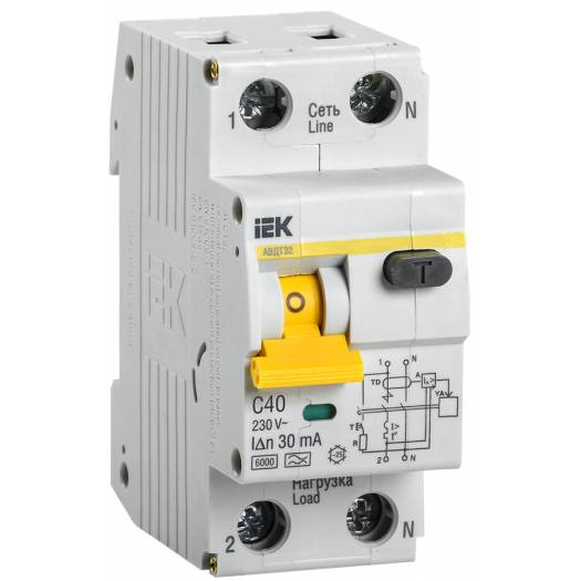 Автоматический выключатель дифференциального тока АВДТ32 C40, 30мА, IEK (Арт. MAD22-5-040-C-30) 000029149