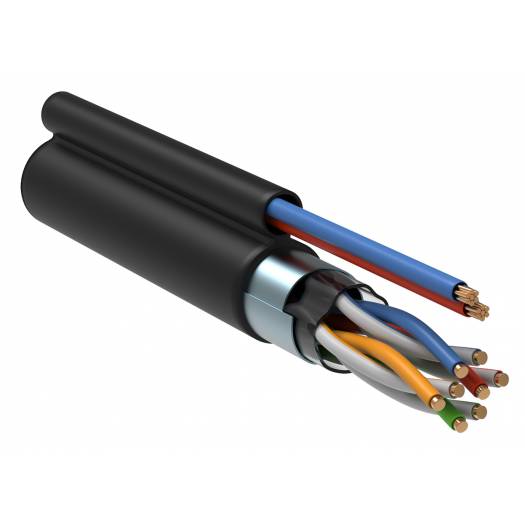 ITK кабель комбінований F/UTP, кат.5Е 4х2х0,51мм solid, каб. живлення 2х0,75мм, LDPE, 305м, чорний 000048022