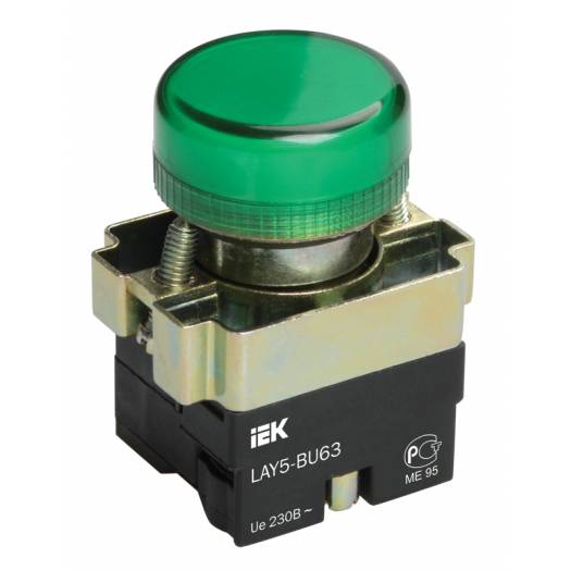 Индикатор LAY5-BU63 зеленого цвета, d22мм, IEK (Арт. BLS50-BU-K06) 000032113