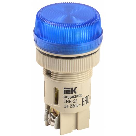 Лампа ENR-22 сигнальная, синяя, d22мм, неон/240В цилиндр, IEK (Арт. BLS40-ENR-K07) 000032169