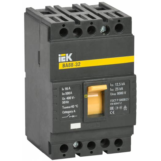 Автоматический выключатель ВА88-32 3Р, 16А 25кА, IEK (Арт. SVA10-3-0016) 000029285