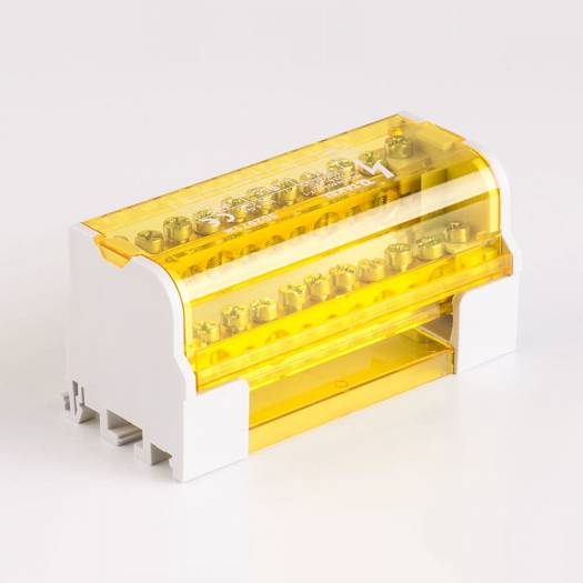 Шина нульова на Din-рейку в пластиковому корпусі 2х11 125А, жовтий 000126400