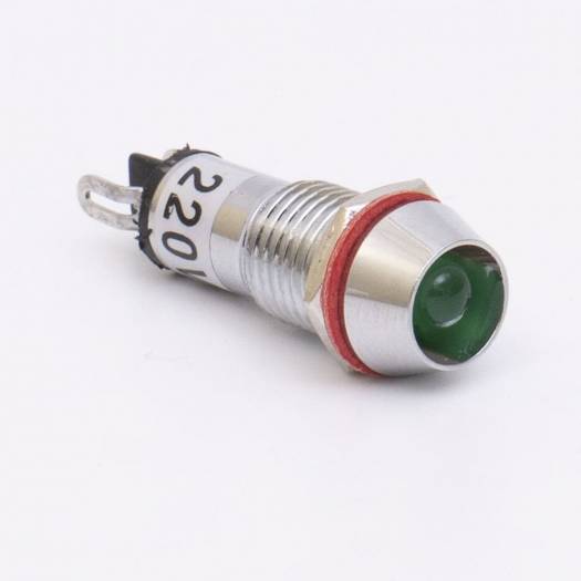 Світлодіодний індикатор металевий AD22C-10 220v AС, зелений 000144083