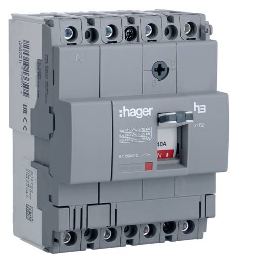 Купить Шкафной автоматический выключатель Hager x160, In=40А, 4п, 18kA, Тфикс./Мфикс. (Арт. HDA041L) 5 021,70 грн
