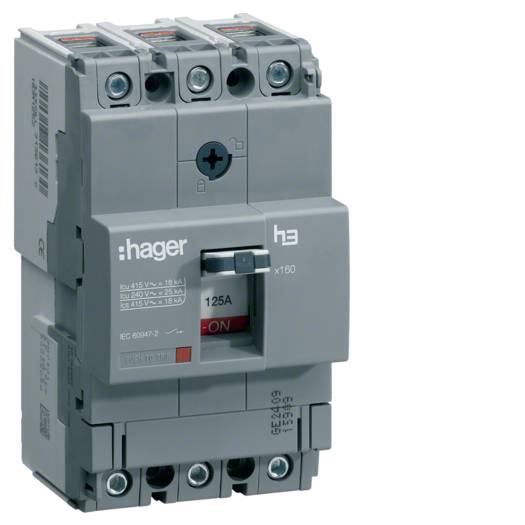Шкафной автоматический выключатель Hager x160, In=25А, 3п, 40kA, Трег./Мфикс. (Арт. HNA025H) 000024096