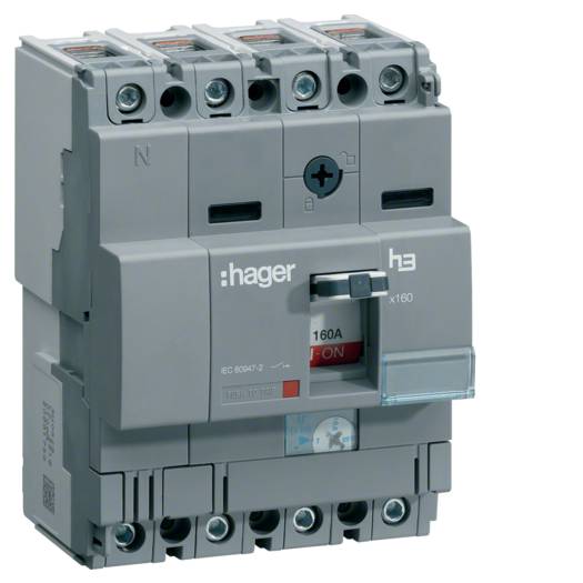 Шкафной автоматический выключатель Hager x160, In=25А, 4п, 40kA, Трег./Мфикс. (Арт. HNA026H) 000024103