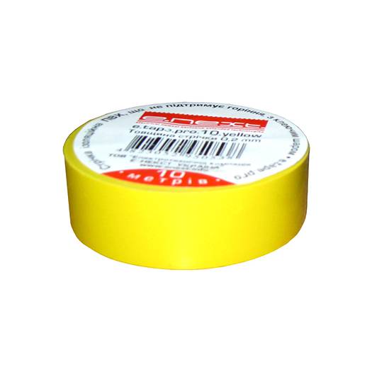 Изолента E.NEXT e.tape.pro.10.yellow из самозатухающего ПВХ, желтая (10м) (Арт. p0450002) 000004990