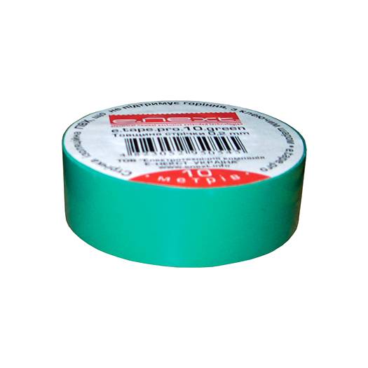 Изолента E.NEXT e.tape.pro.20.green из самозатухающего ПВХ, зеленая (20м) (Арт. p0450010) 000005000