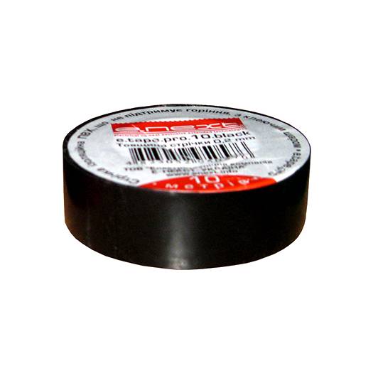 Изолента e.tape.pro.20.black из самозатухающего ПВХ, черная (20м) (Арт. p0450013) 000005003
