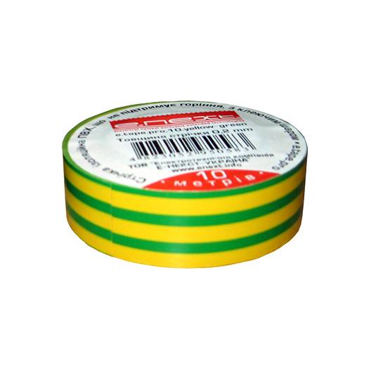 Ізолента e.tape.pro.20.yellow-green із самозгасаючого ПВХ, жовто-зелена (20м) 000004999