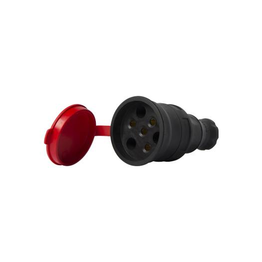 Силовая розетка переносная с защитной крышкой, каучуковая e.socket.rubber.031.25, 4п., 25А (Арт. s9100029) 000018002