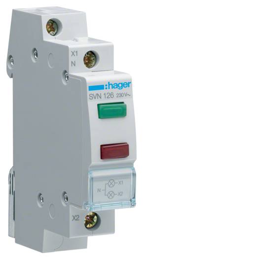 Индикатор двойной LED Hager, 230В, зеленый и красный, 1м (Арт. SVN126) 000024953