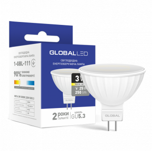Купити LED лампа GLOBAL MR16 3W теплый свет GU5.3 (1-GBL-111) 23,00 грн
