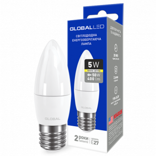 Купить LED лампа GLOBAL C37 CL-F 5W теплый свет E27 (1-GBL-131) 27,00 грн