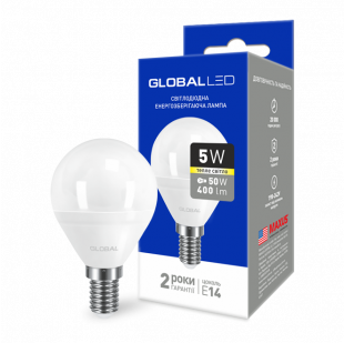 Купити LED лампа GLOBAL G45 F 5W теплый свет E14 (1-GBL-143) 27,00 грн