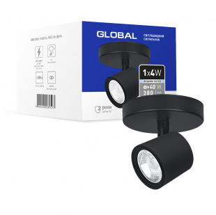 Купить Светильник светодиодный GSL-02C GLOBAL 4W 4100K черный (1-GSL-20441-CB) 280,00 грн