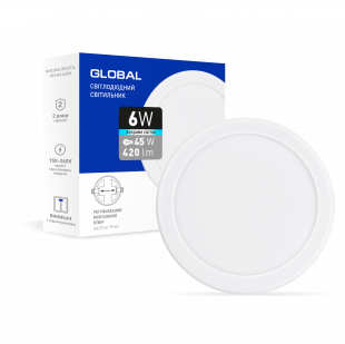 Купити LED-светильник точечный встраиваемый GLOBAL SP adjustable 6W, 4100K (круг) 80,00 грн