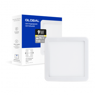 Купити Світильник світлодіодний GLOBAL SP adjustable 9W, 3000K (square) 120,00 грн