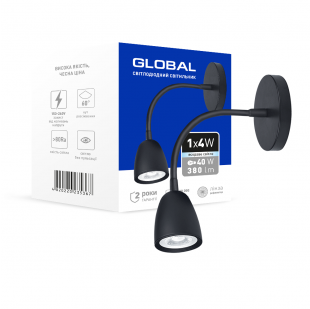 Купить Светильник светодиодный GWL-01C GLOBAL 4W 4100K черный (1-GWL-10441-CB) 390,00 грн