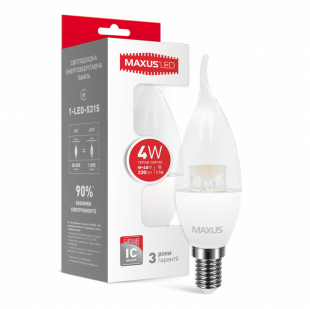 Купити LED лампа MAXUS C37 CL-T 4W теплый свет E14 (1-LED-5315) 30,80 грн