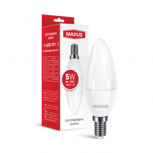 Купити Лампа світлодіодна MAXUS 1-LED-731 C37 5W 3000K 220V E14 78,00 грн