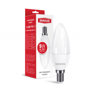Купить Лампа светодиодная MAXUS 1-LED-732 C37 5W 4100K 220V E14 (1-LED-732) 65,00 грн