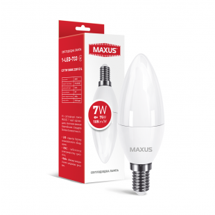Купить Лампа светодиодная MAXUS 1-LED-733 C37 7W 3000K 220V E14 (1-LED-733) 85,00 грн