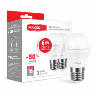 Купити Набор LED ламп MAXUS G45 6W теплый свет E27 (2-LED-541-P) 78,00 грн