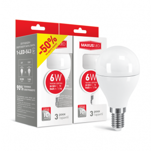 Купити Набор LED ламп MAXUS G45 6W теплый свет E14 (2-LED-543) 78,00 грн